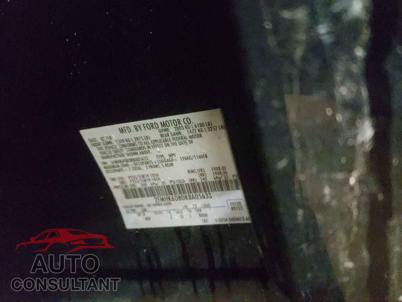 FORD FLEX 2019 - 2FMHK6D80KBA05633