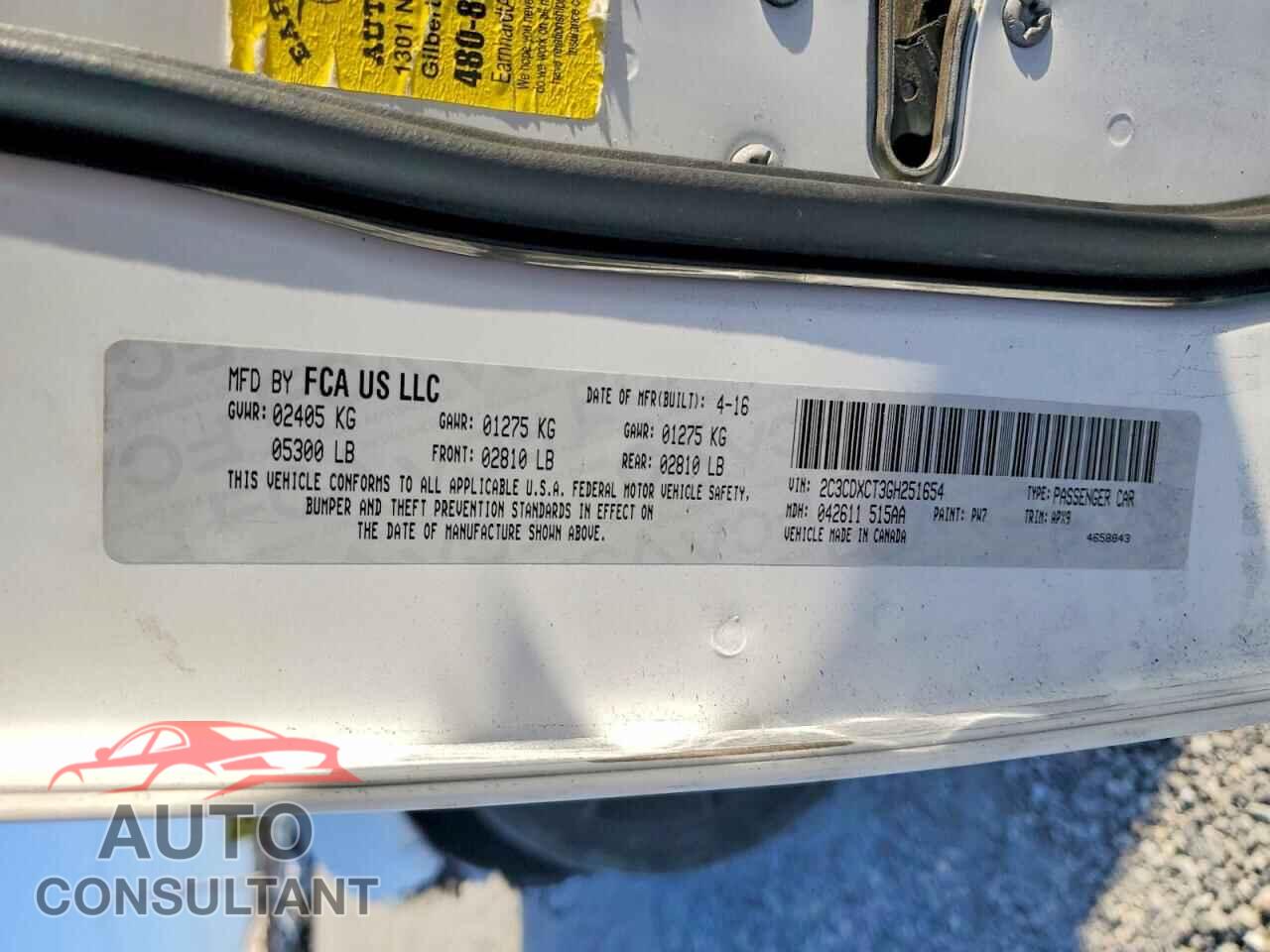 DODGE CHARGER 2016 - 2C3CDXCT3GH251654