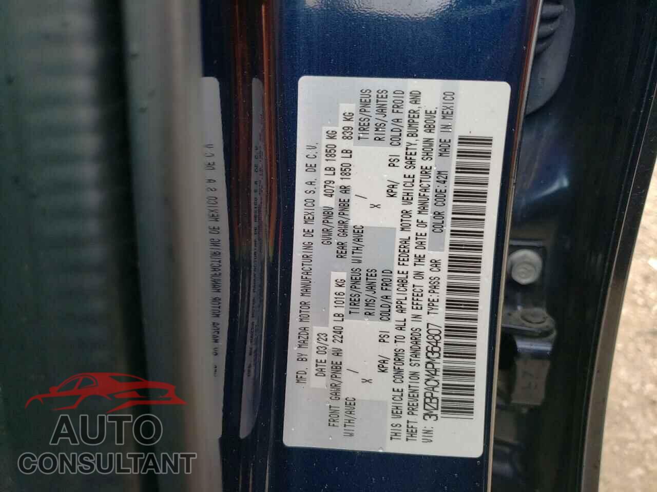 MAZDA 3 2023 - 3MZBPACM4PM364807