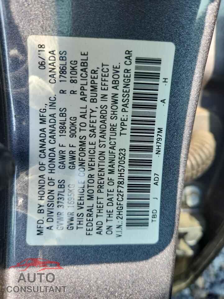 HONDA CIVIC 2018 - 2HGFC2F78JH570523