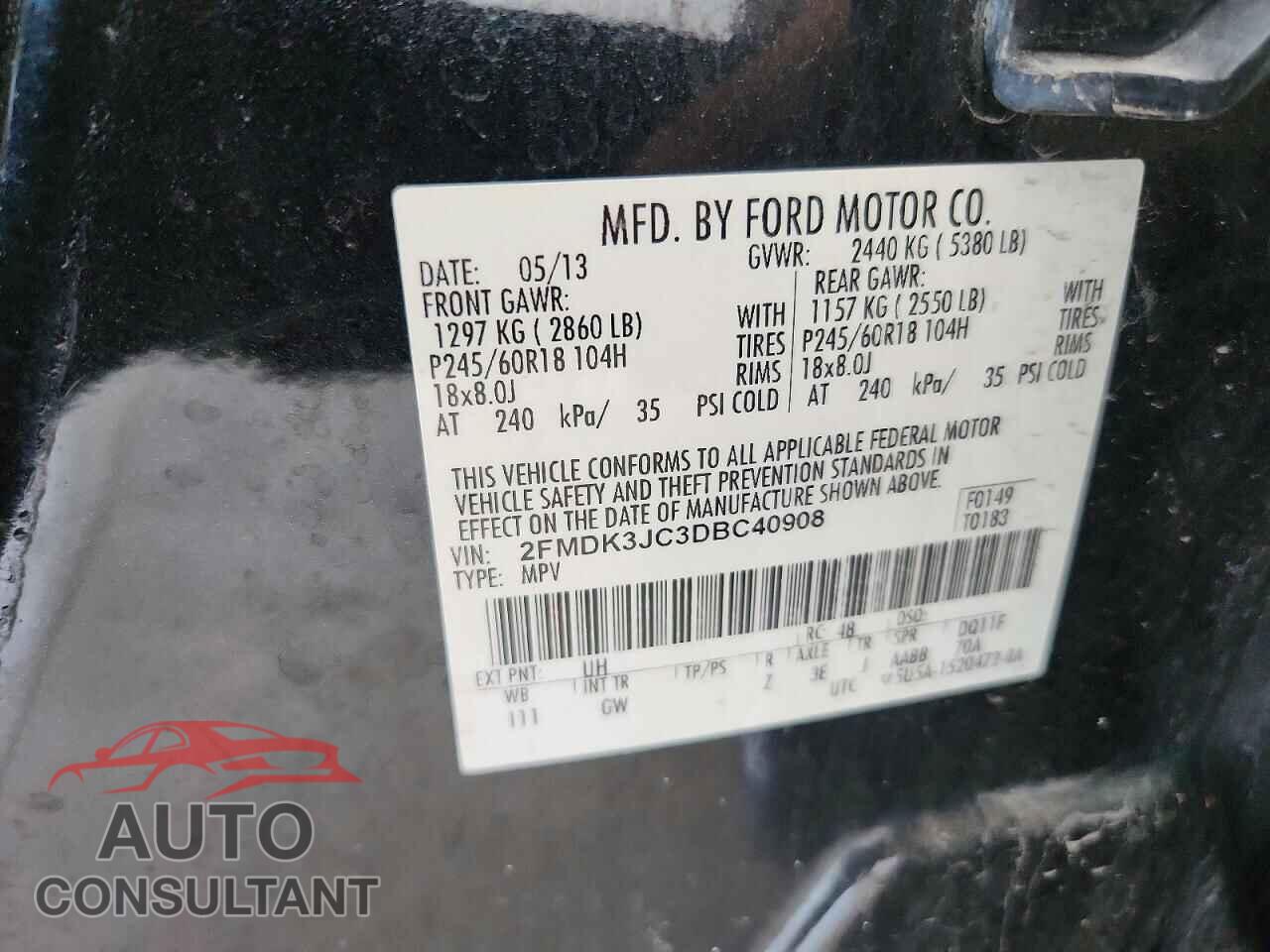 FORD EDGE 2013 - 2FMDK3JC3DBC40908