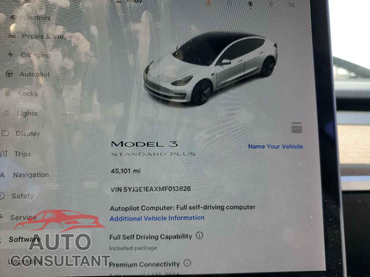 TESLA MODEL 3 2021 - 5YJ3E1EAXMF013626