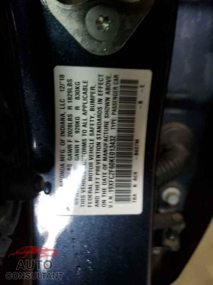 HONDA CIVIC 2019 - 19XFC2F60KE013432