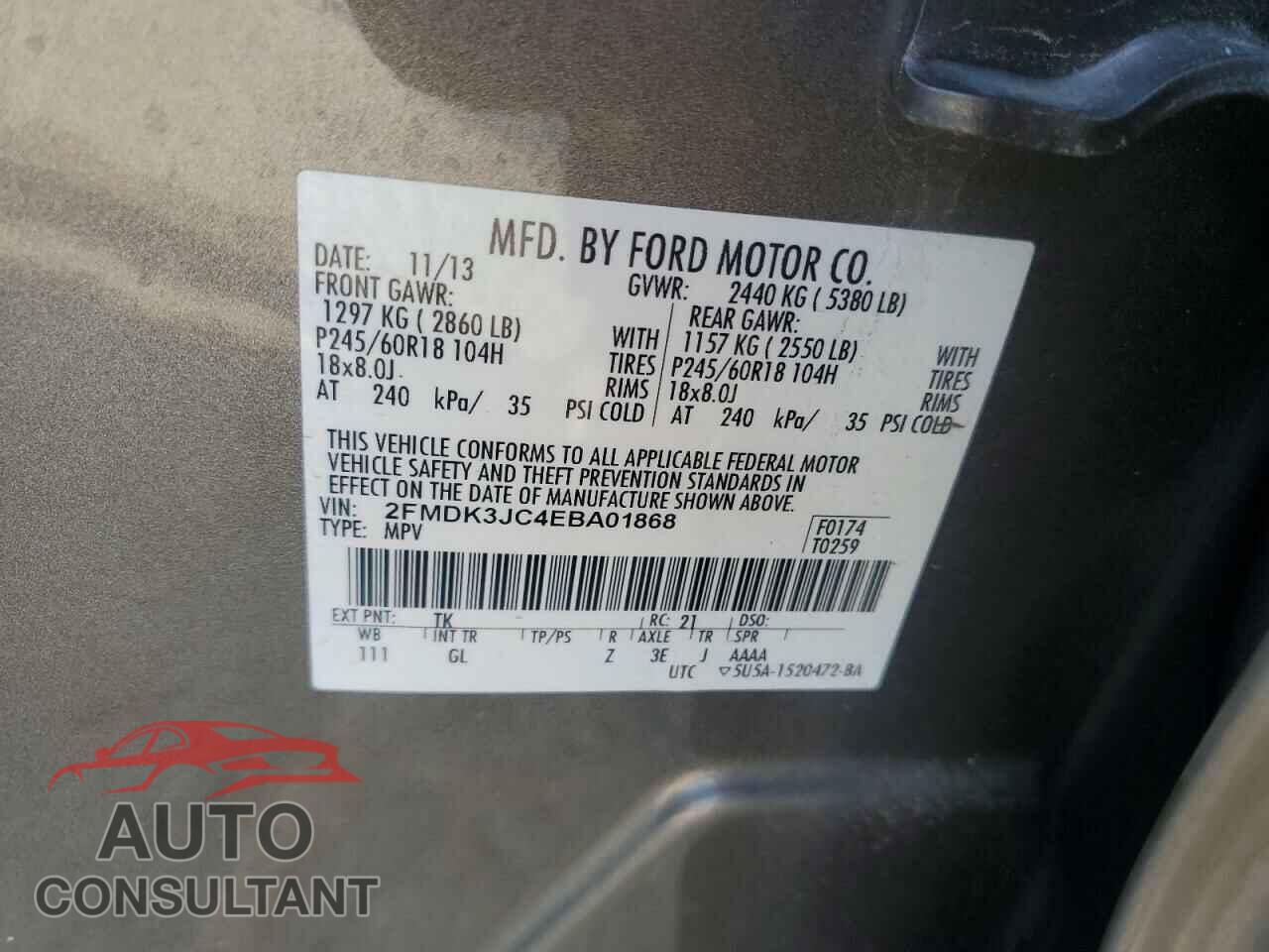 FORD EDGE 2014 - 2FMDK3JC4EBA01868
