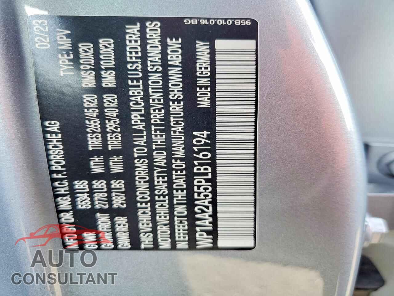 PORSCHE MACAN 2023 - WP1AA2A55PLB16194