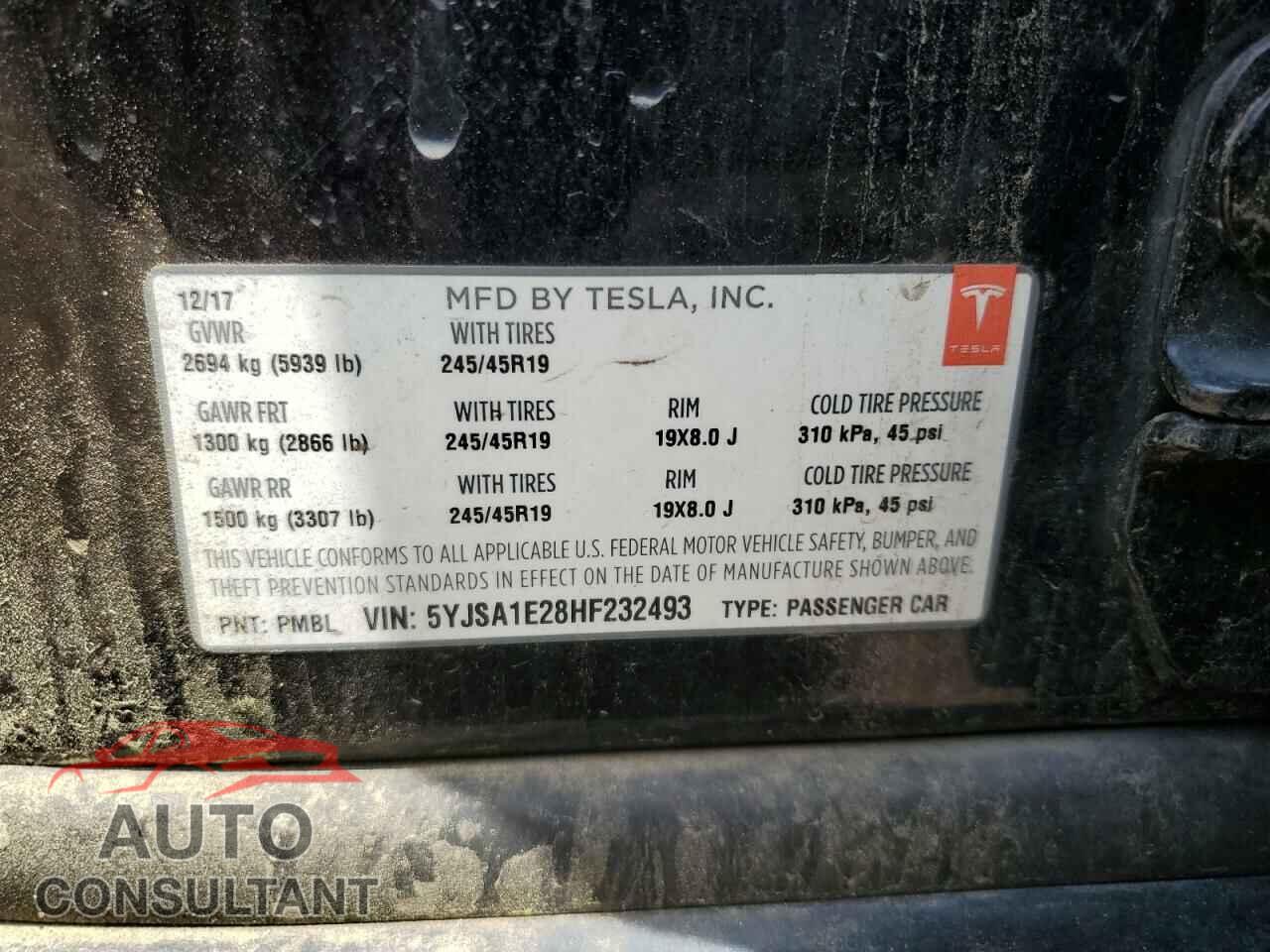 TESLA MODEL S 2017 - 5YJSA1E28HF232493