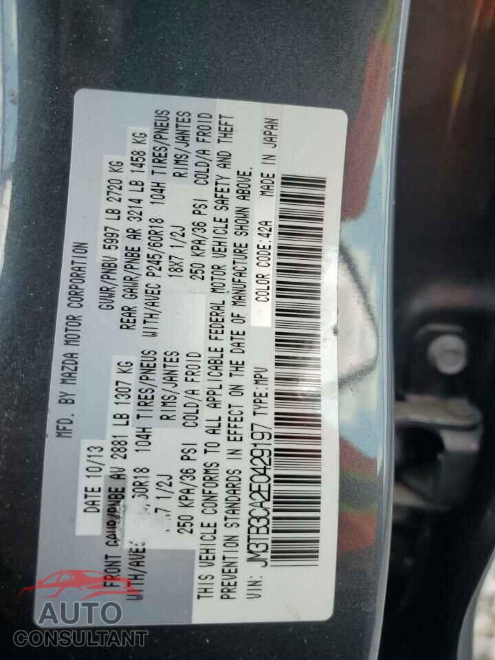 MAZDA CX-9 2014 - JM3TB3CA2E0429197