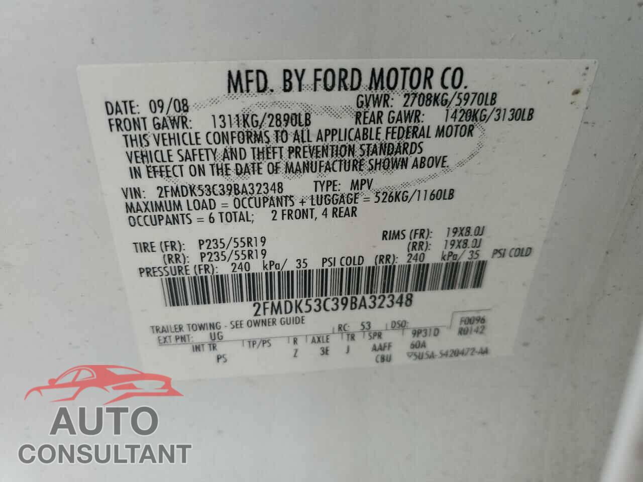 FORD FLEX 2009 - 2FMDK53C39BA32348