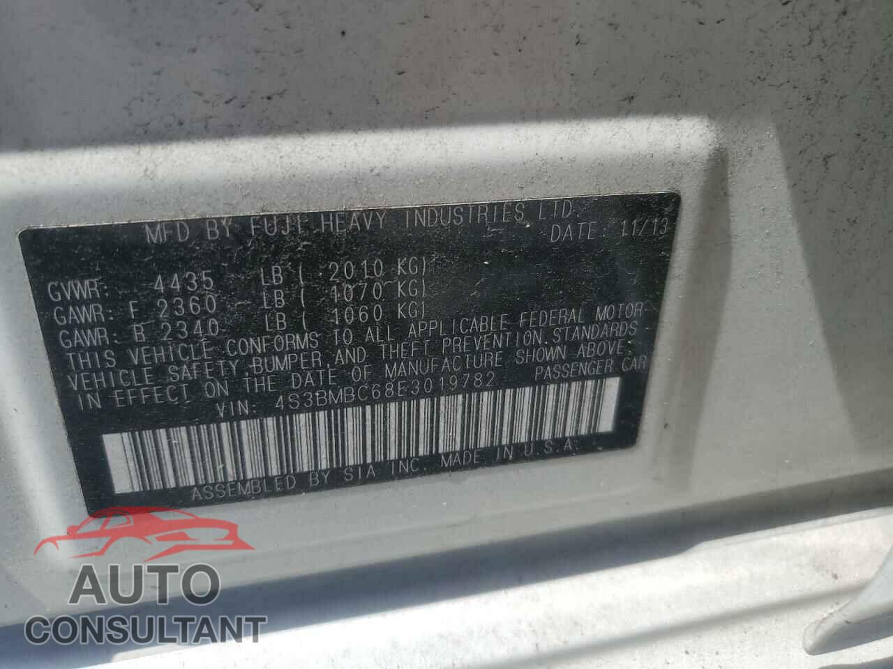 SUBARU LEGACY 2014 - 4S3BMBC68E3019782