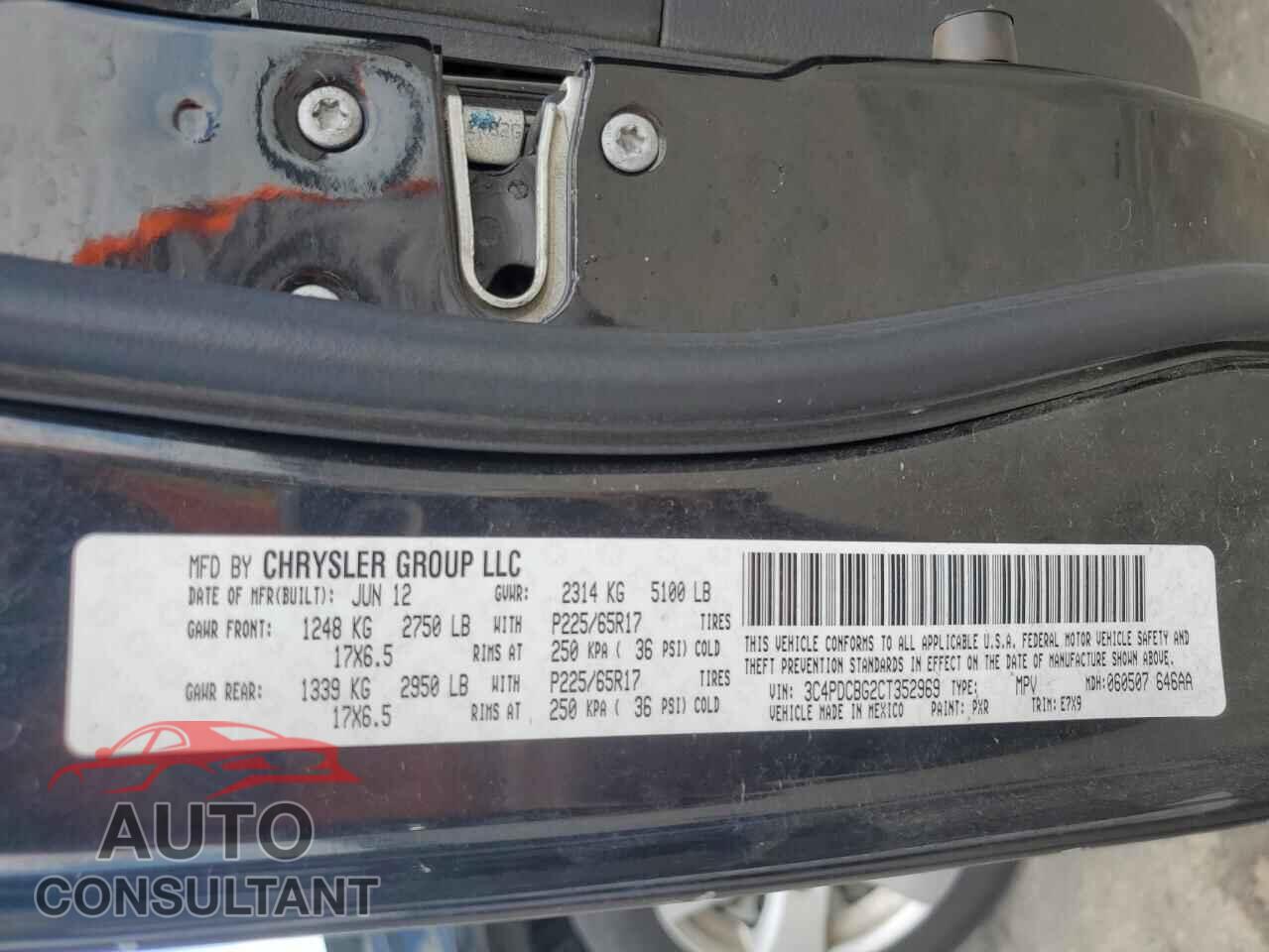 DODGE JOURNEY 2012 - 3C4PDCBG2CT352969