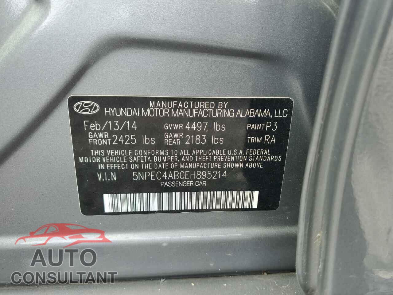 HYUNDAI SONATA 2014 - 5NPEC4AB0EH895214