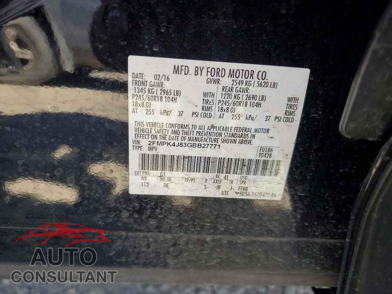 FORD EDGE 2016 - 2FMPK4J83GBB27771