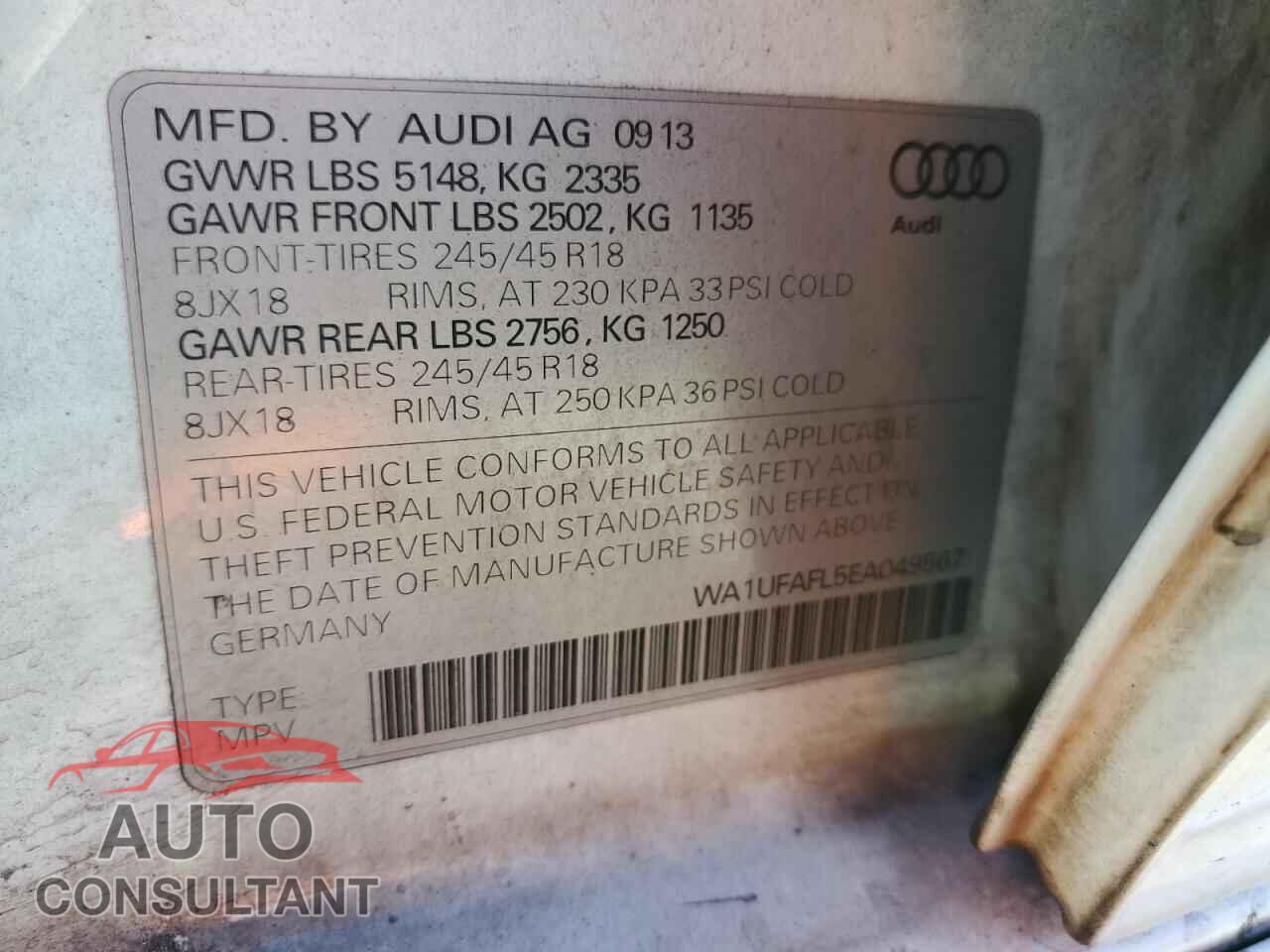AUDI A4 2014 - WA1UFAFL5EA049567