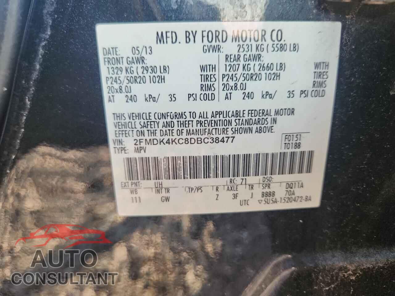 FORD EDGE 2013 - 2FMDK4KC8DBC38477