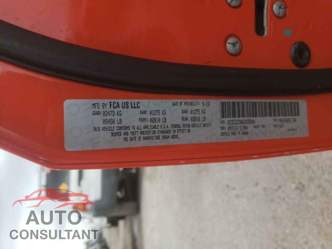 DODGE CHALLENGER 2016 - 2C3CDZC90GH335804