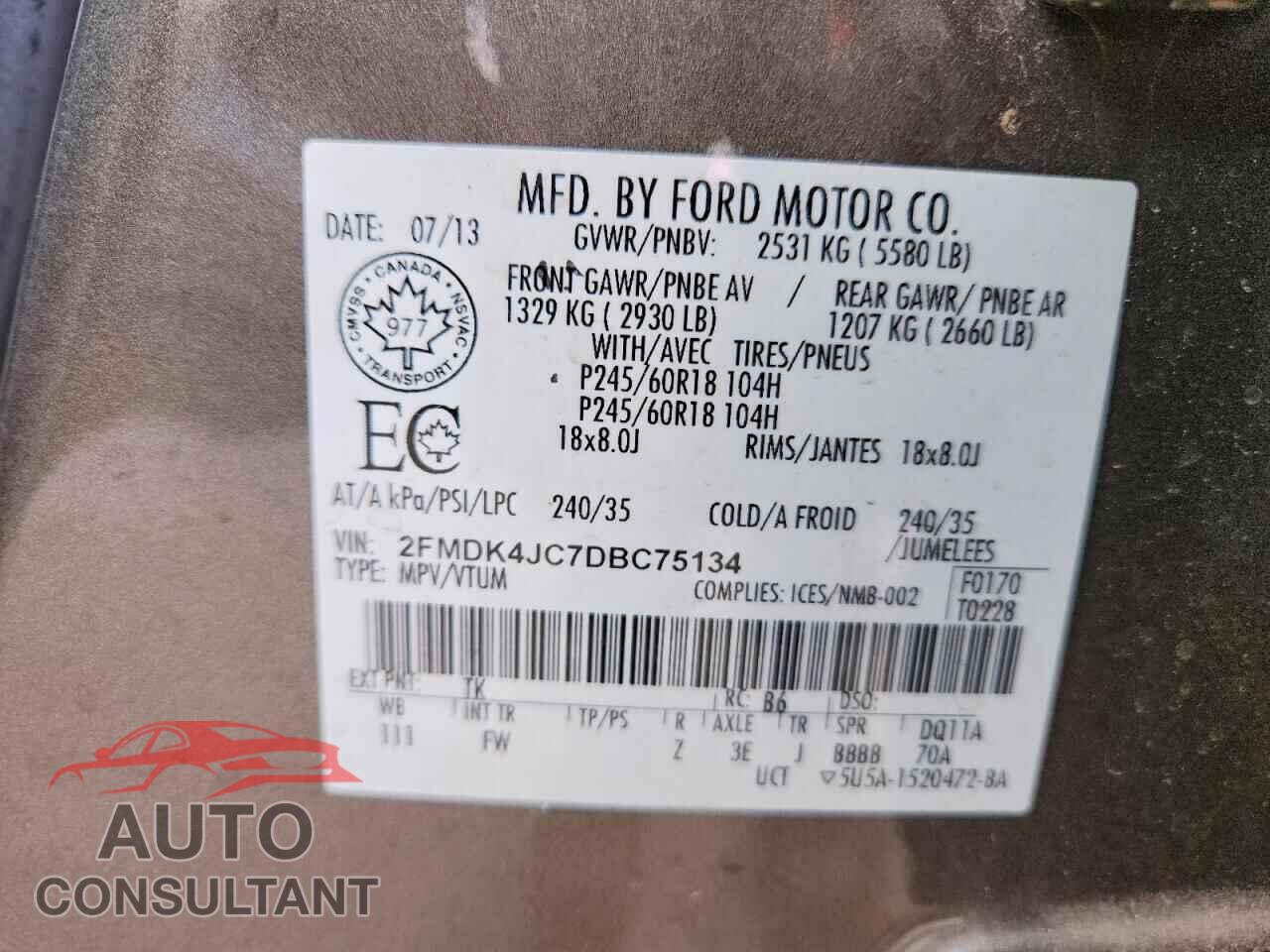 FORD EDGE 2013 - 2FMDK4JC7DBC75134