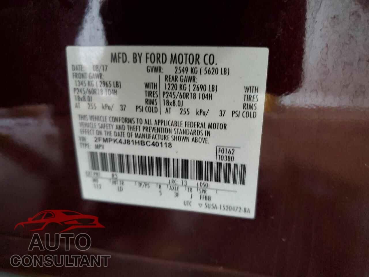FORD EDGE 2017 - 2FMPK4J81HBC40118