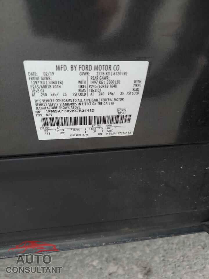 FORD EXPLORER 2019 - 1FM5K7D82KGB34412