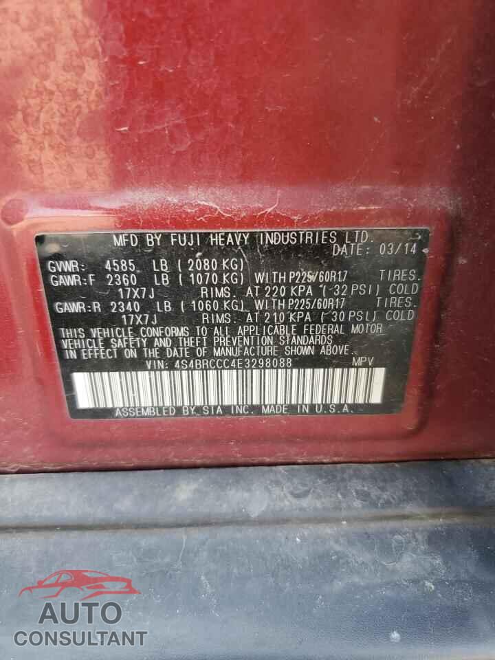 SUBARU OUTBACK 2014 - 4S4BRCCC4E3298088