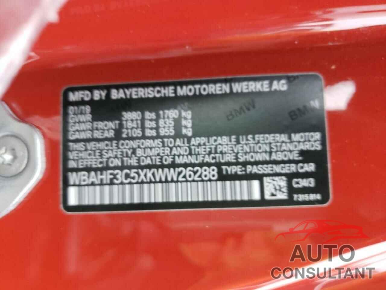 BMW Z4 2019 - WBAHF3C5XKWW26288