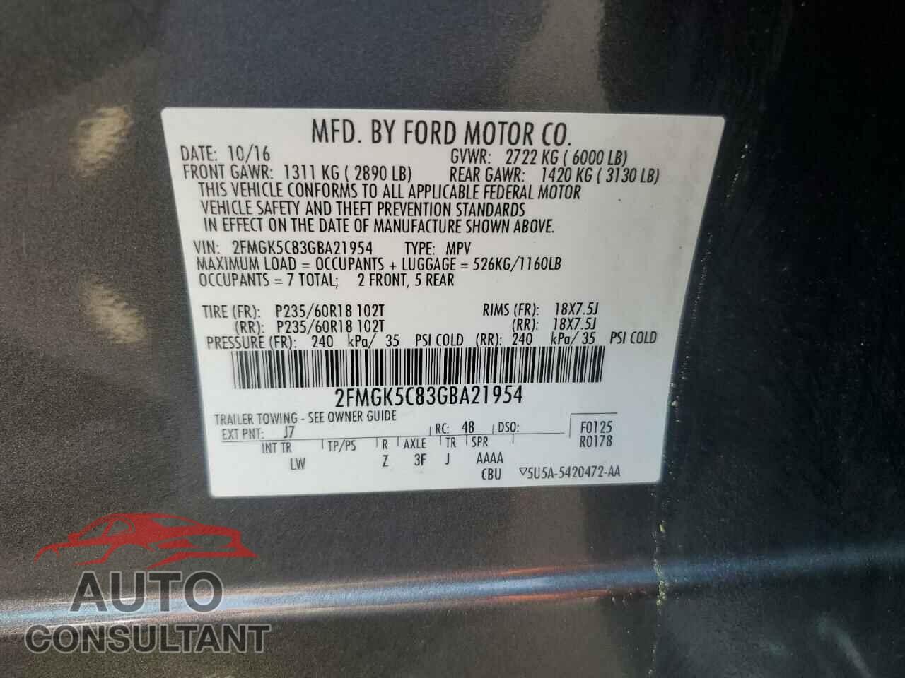 FORD FLEX 2016 - 2FMGK5C83GBA21954