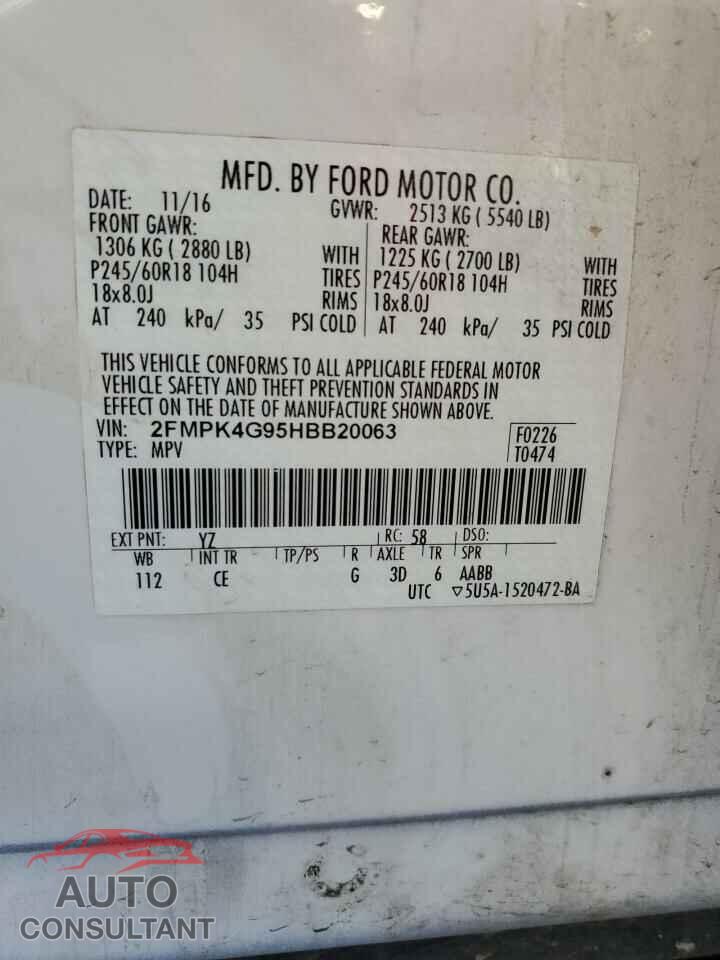 FORD EDGE 2017 - 2FMPK4G95HBB20063