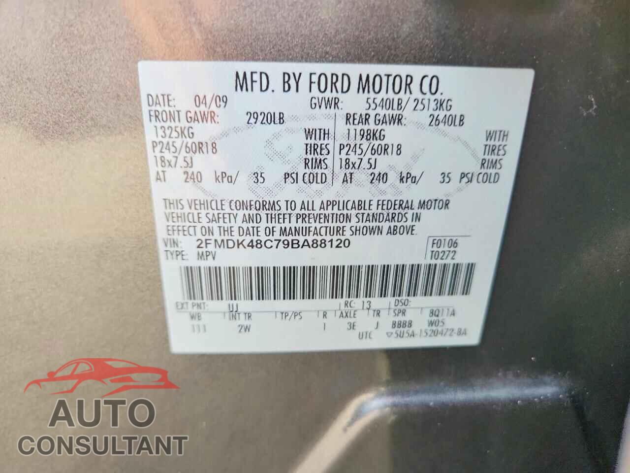 FORD EDGE 2009 - 2FMDK48C79BA88120