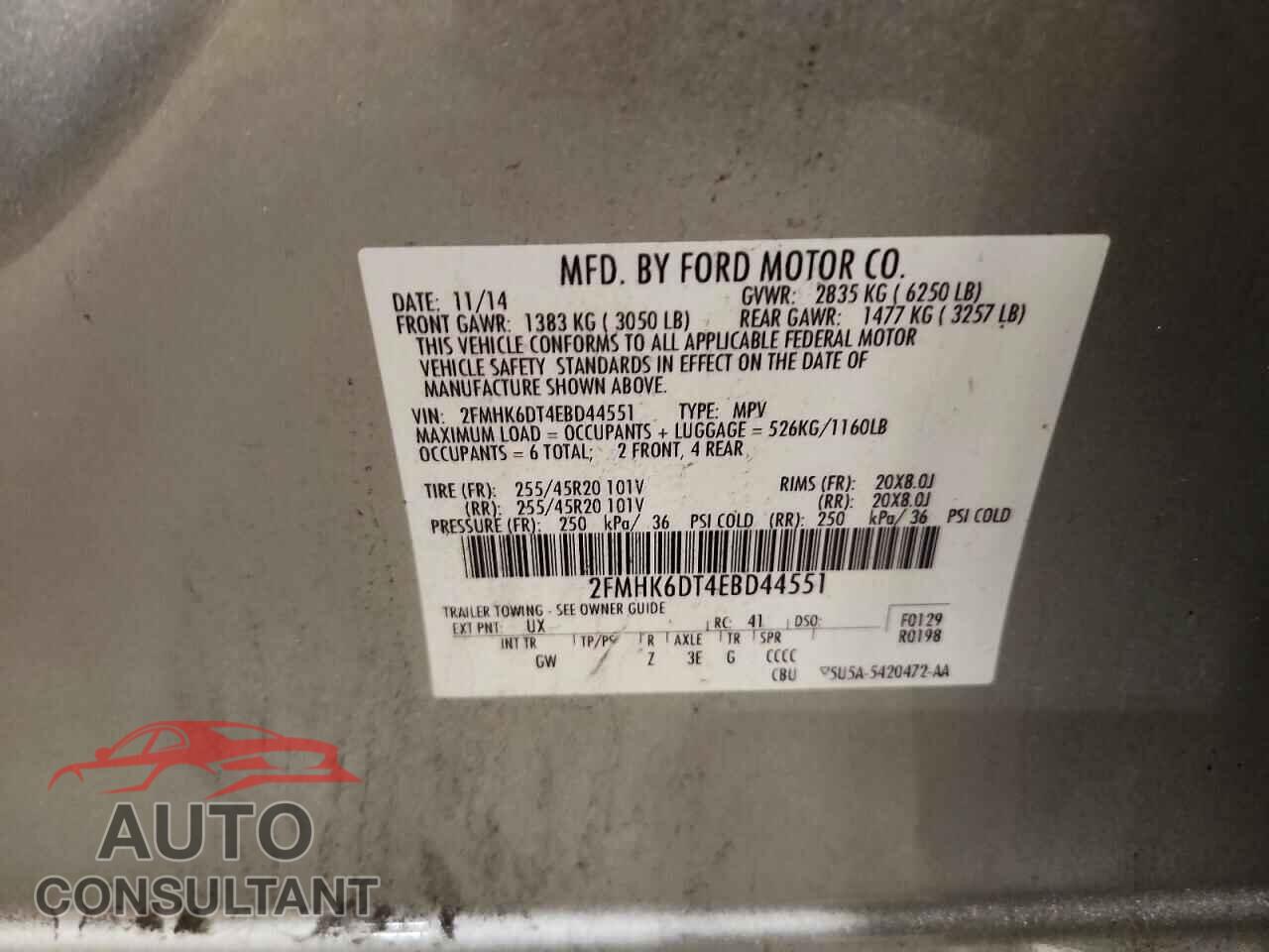 FORD FLEX 2014 - 2FMHK6DT4EBD44551