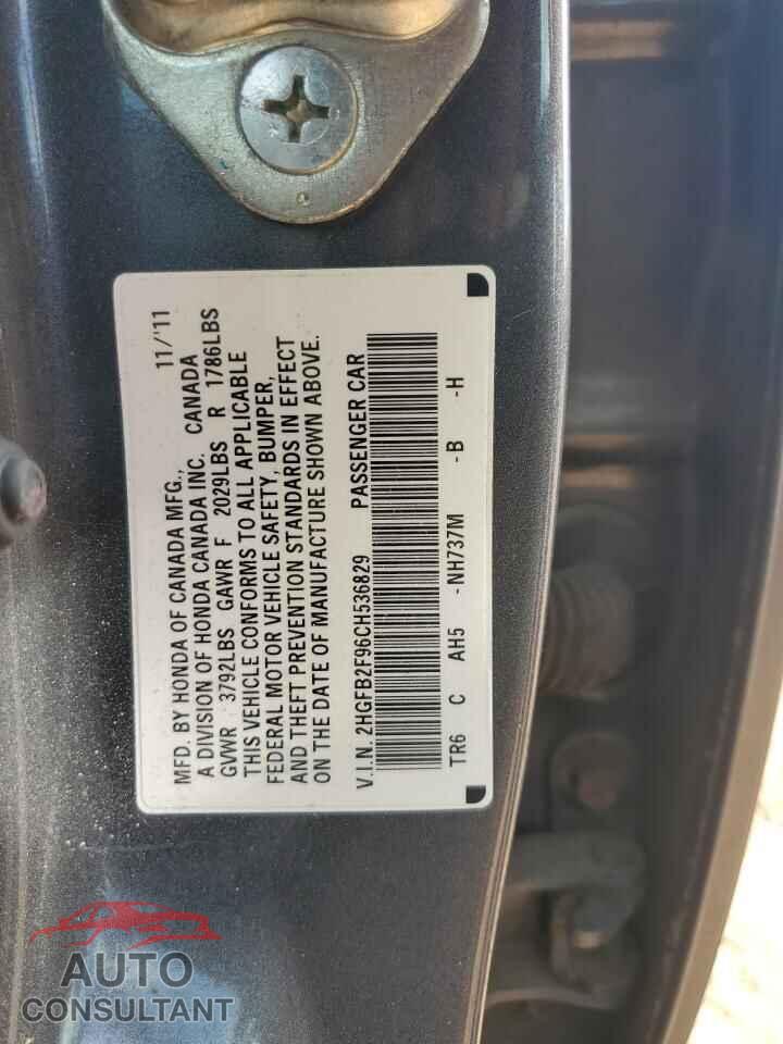 HONDA CIVIC 2012 - 2HGFB2F96CH536829