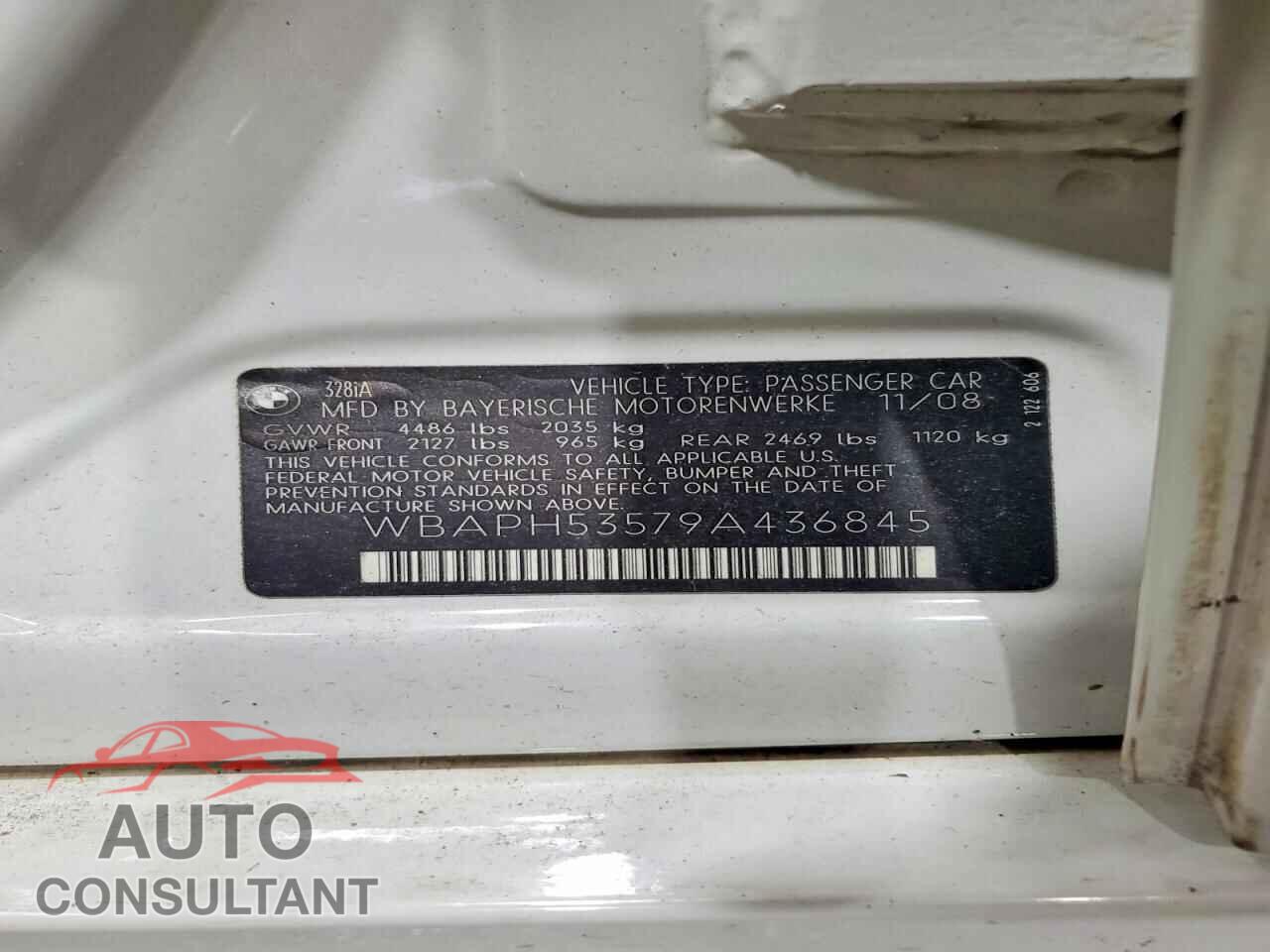 BMW 3 SERIES 2009 - WBAPH53579A436845