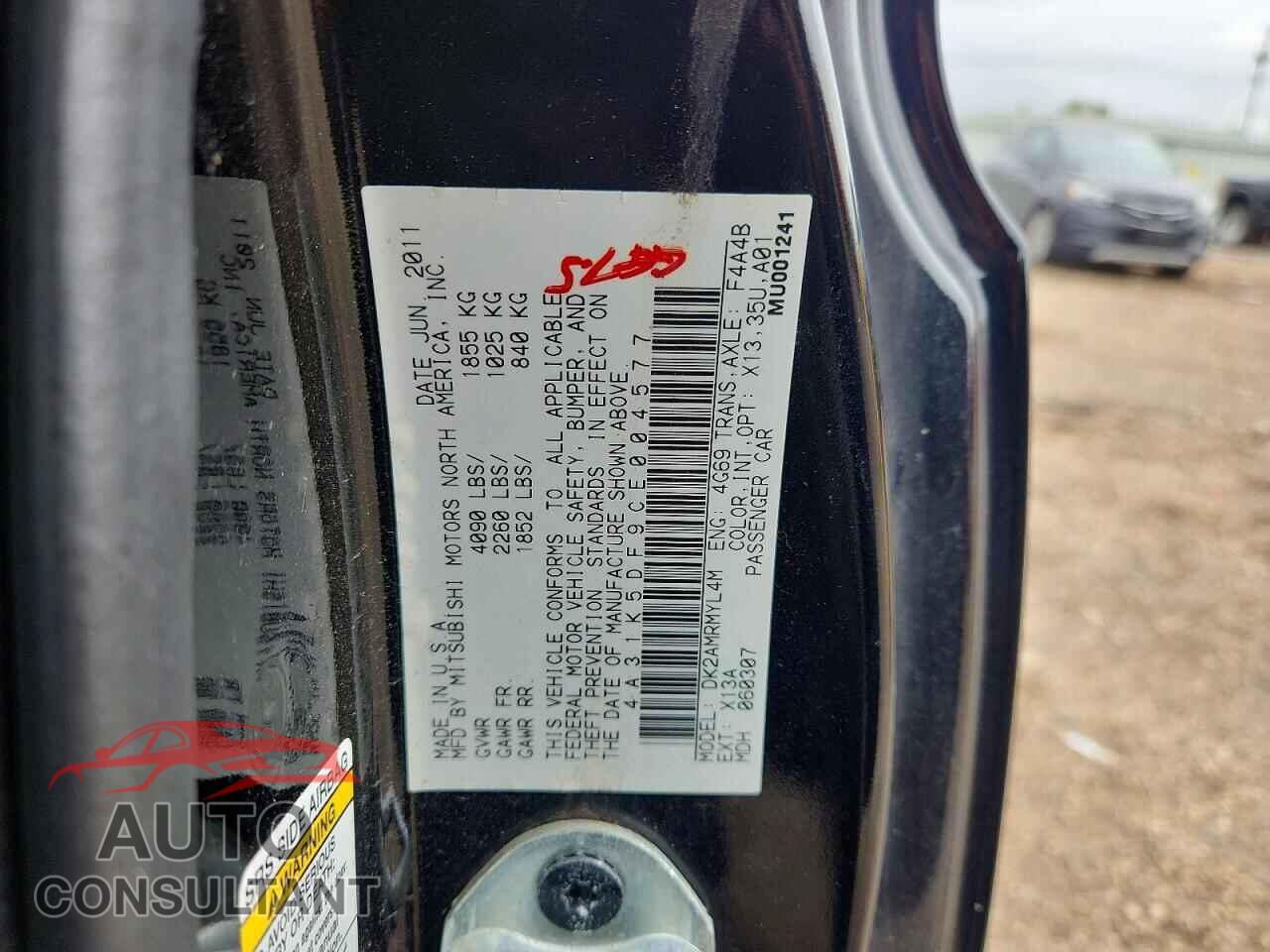 MITSUBISHI ECLIPSE 2012 - 4A31K5DF9CE004577