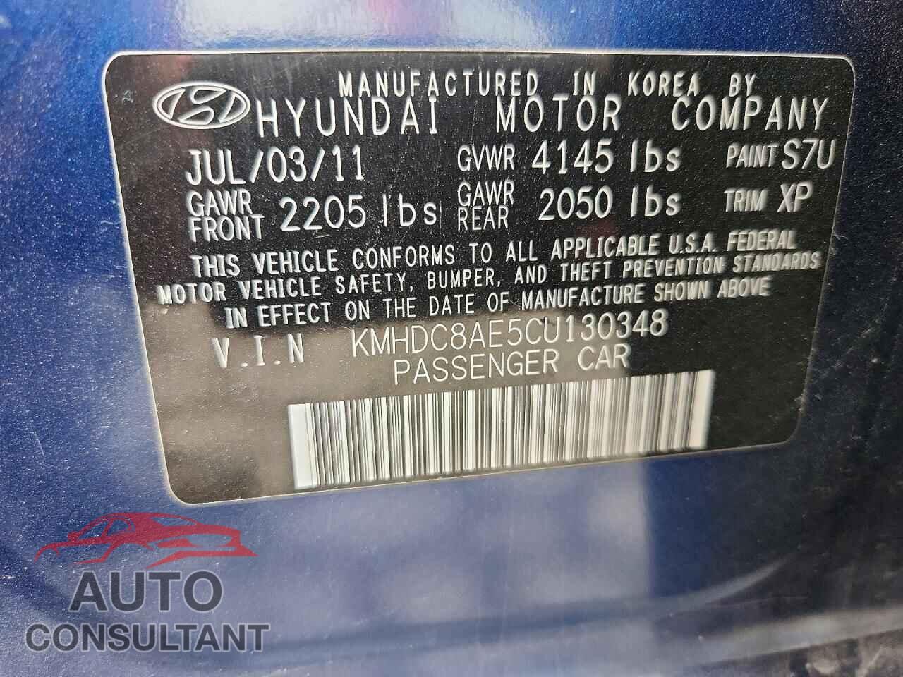 HYUNDAI ELANTRA 2012 - KMHDC8AE5CU130348