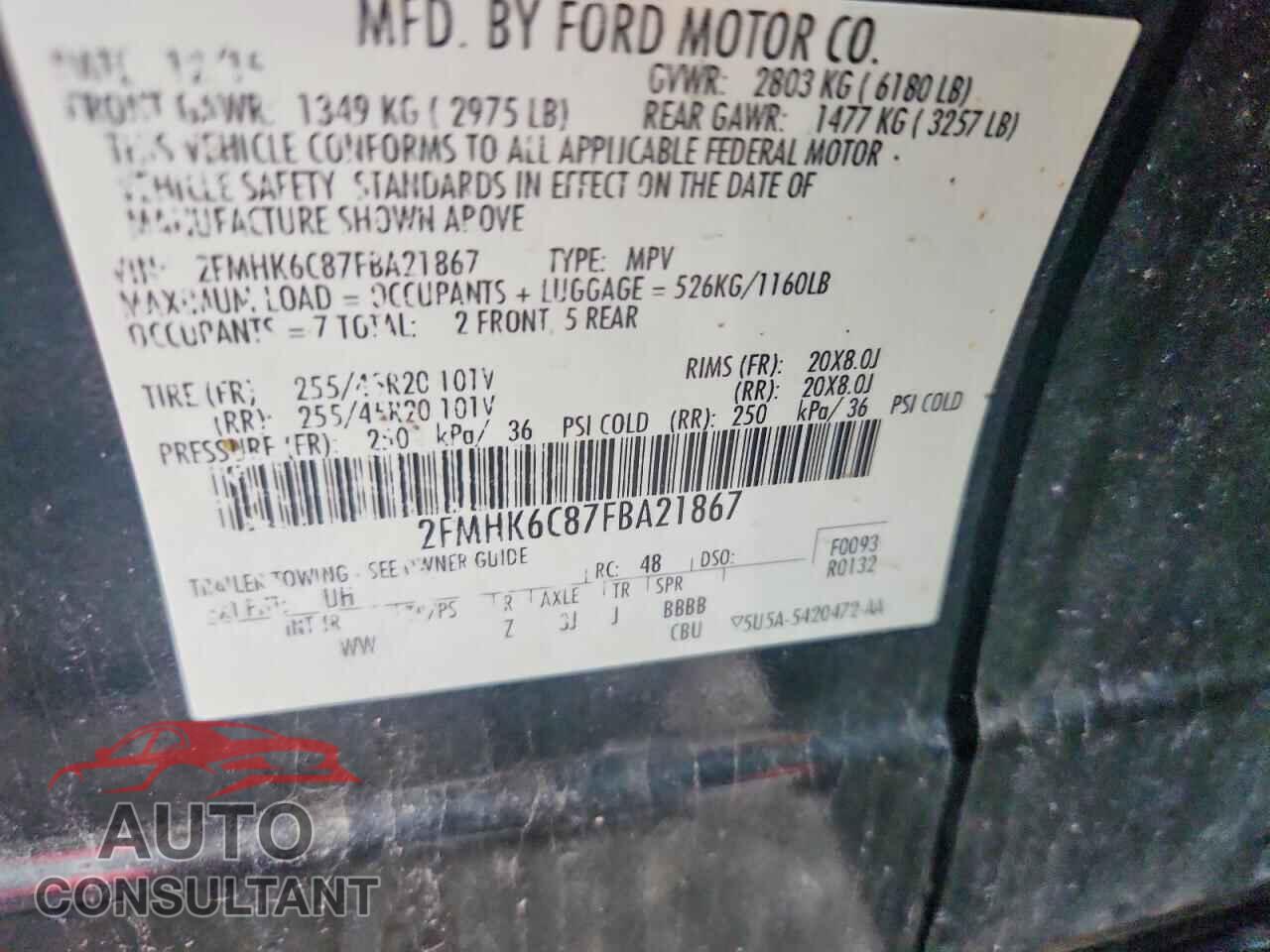 FORD FLEX 2015 - 2FMHK6C87FBA21867