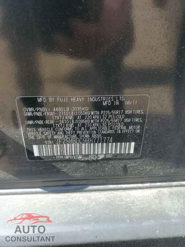 SUBARU FORESTER 2011 - JF2SHBDC9BH771774