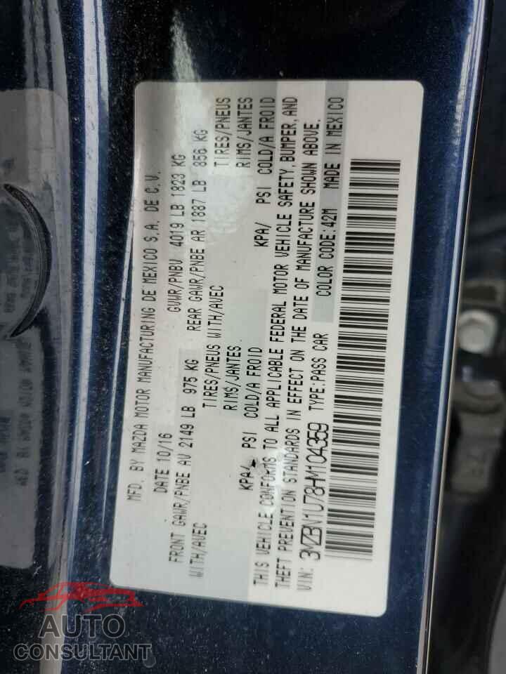 MAZDA 3 2017 - 3MZBN1U78HM104359