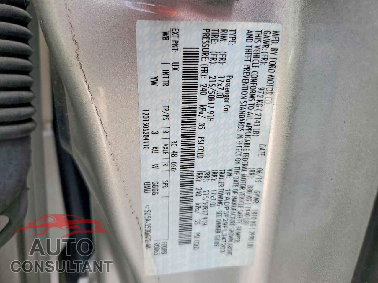 FORD FOCUS 2015 - 1FADP3F29FL347203