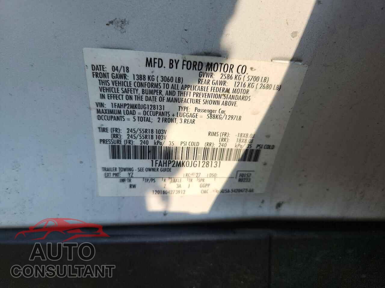 FORD TAURUS 2018 - 1FAHP2MK0JG128131