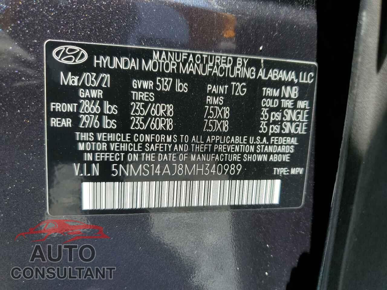 HYUNDAI SANTA FE 2021 - 5NMS14AJ8MH340989