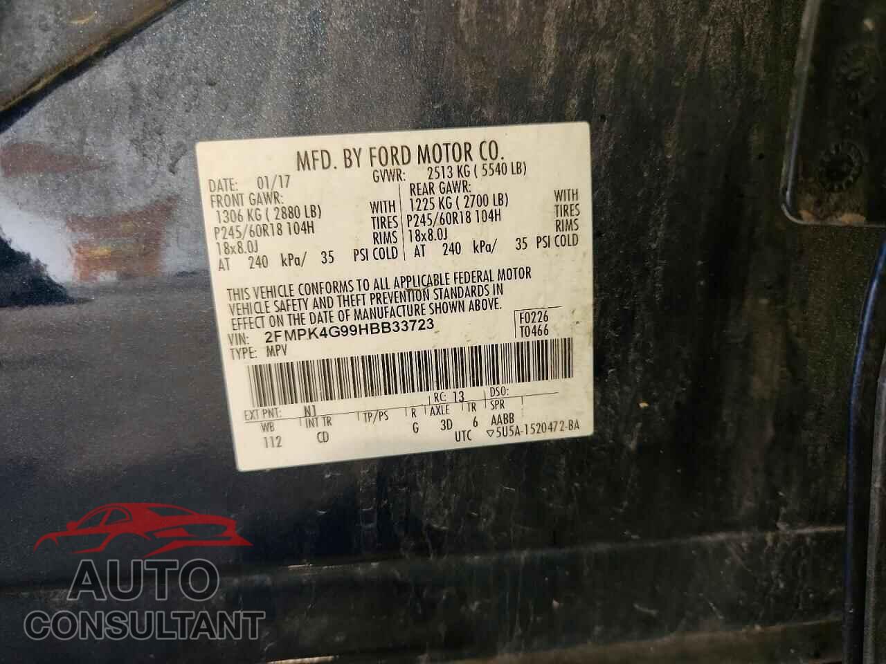 FORD EDGE 2017 - 2FMPK4G99HBB33723