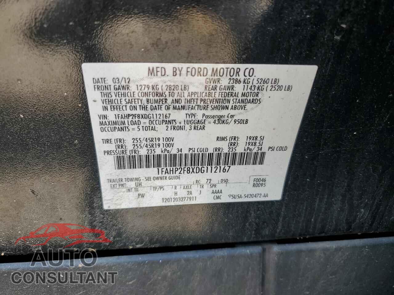 FORD TAURUS 2013 - 1FAHP2F8XDG112167