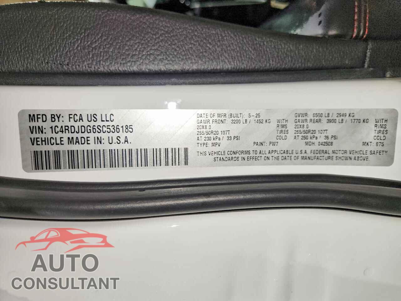 DODGE DURANGO 2025 - 1C4RDJDG6SC536185