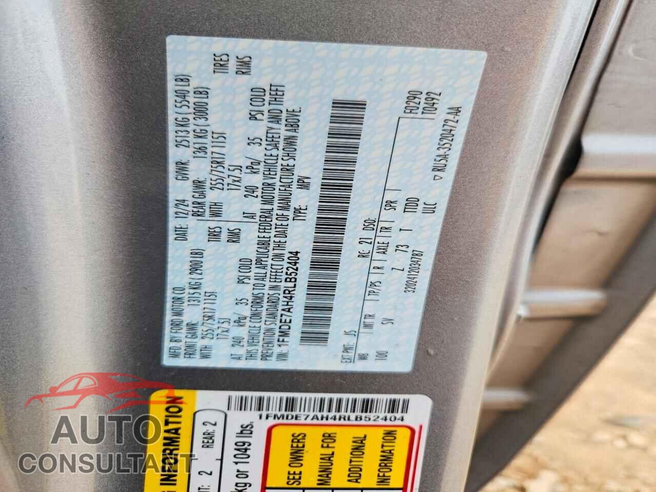 FORD BRONCO 2024 - 1FMDE7AH4RLB52404