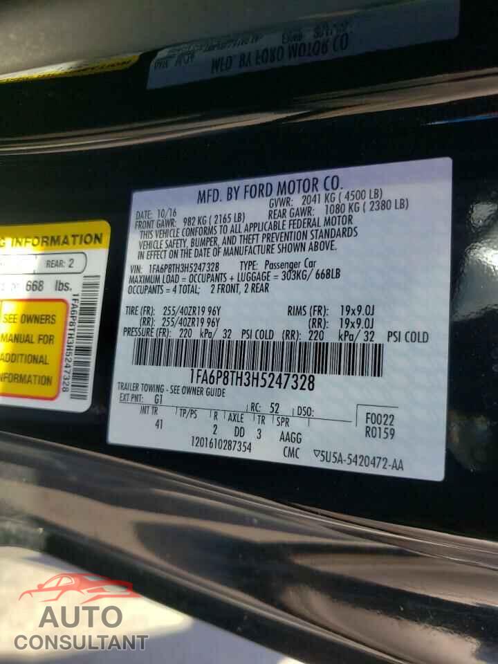 FORD MUSTANG 2017 - 1FA6P8TH3H5247328
