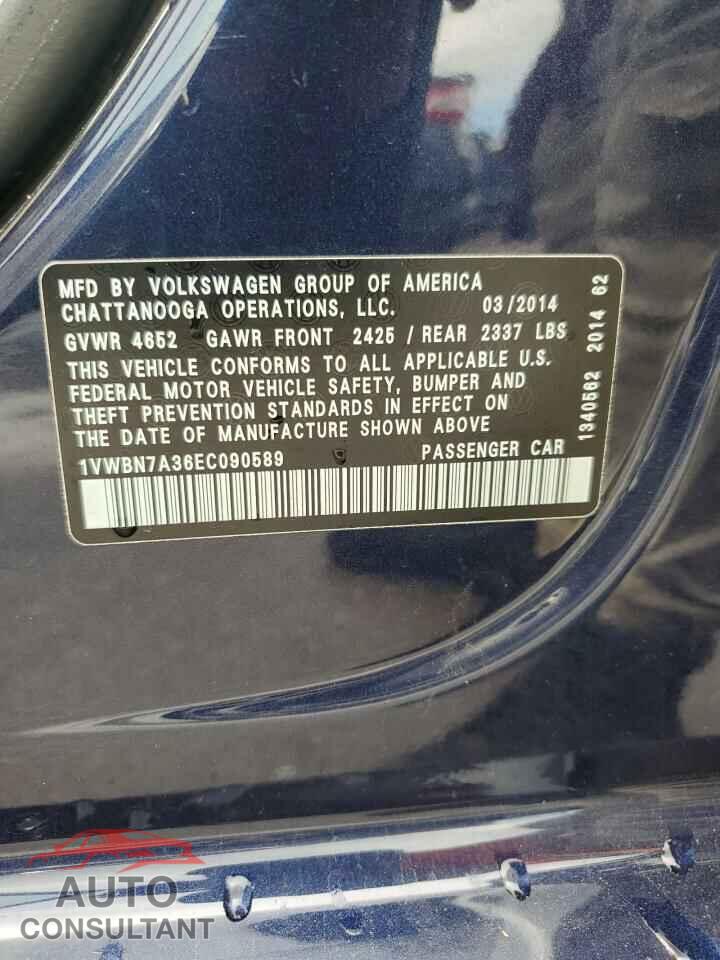 VOLKSWAGEN PASSAT 2014 - 1VWBN7A36EC090589
