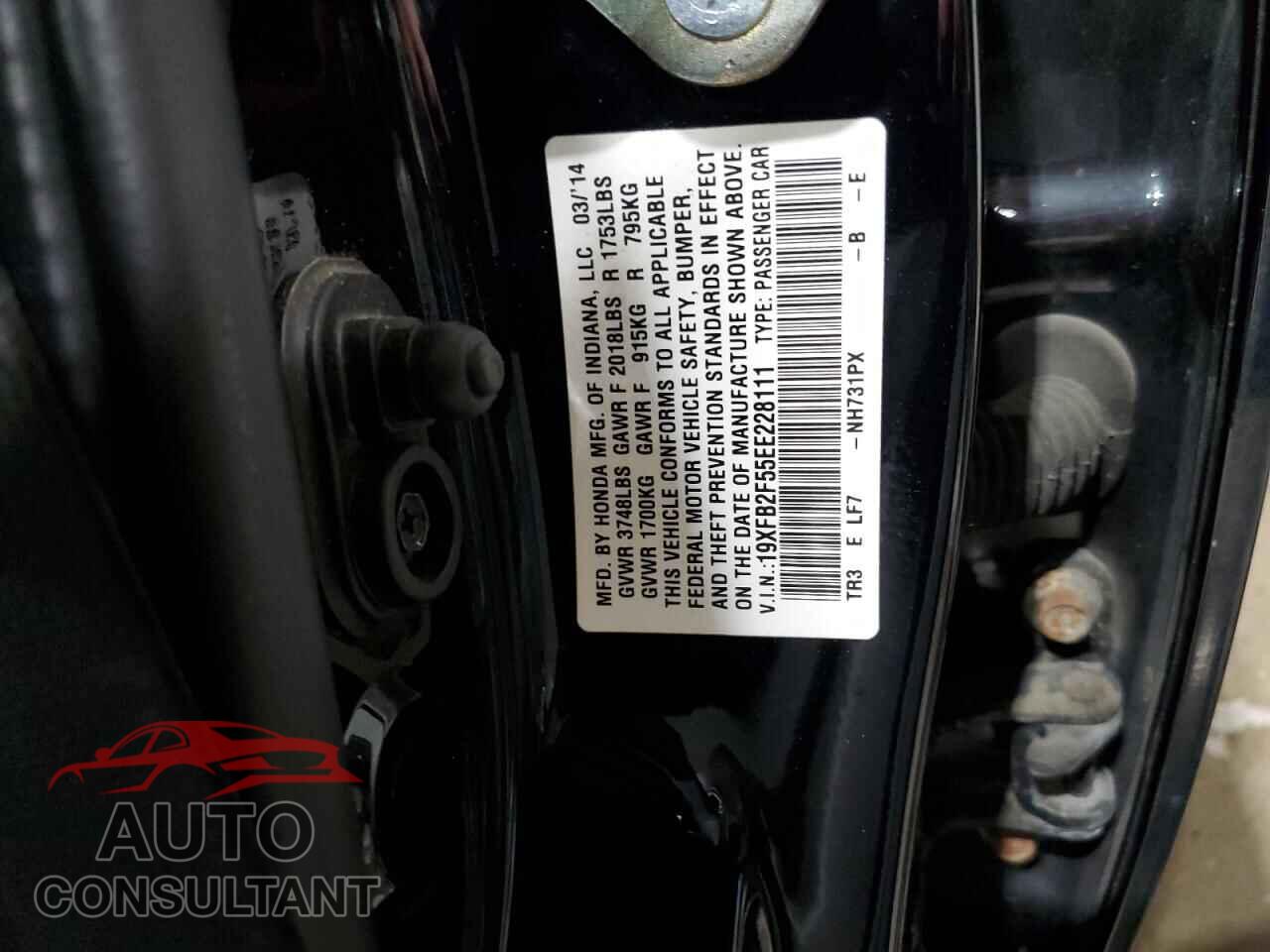 HONDA CIVIC 2014 - 19XFB2F55EE228111