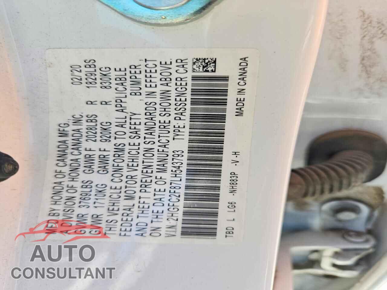 HONDA CIVIC 2020 - 2HGFC2F87LH543793