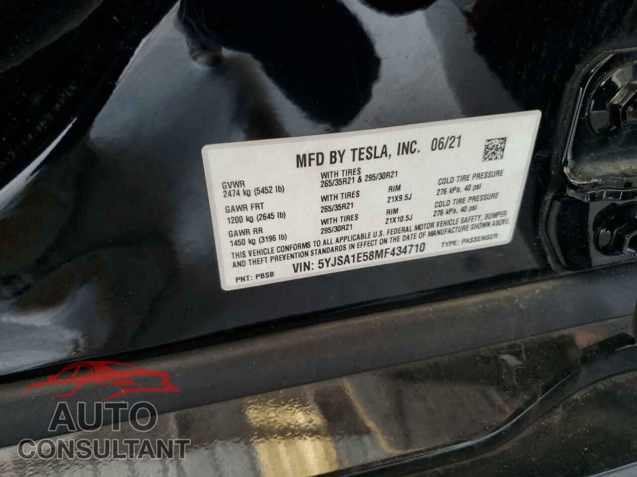 TESLA MODEL S 2021 - 5YJSA1E58MF434710