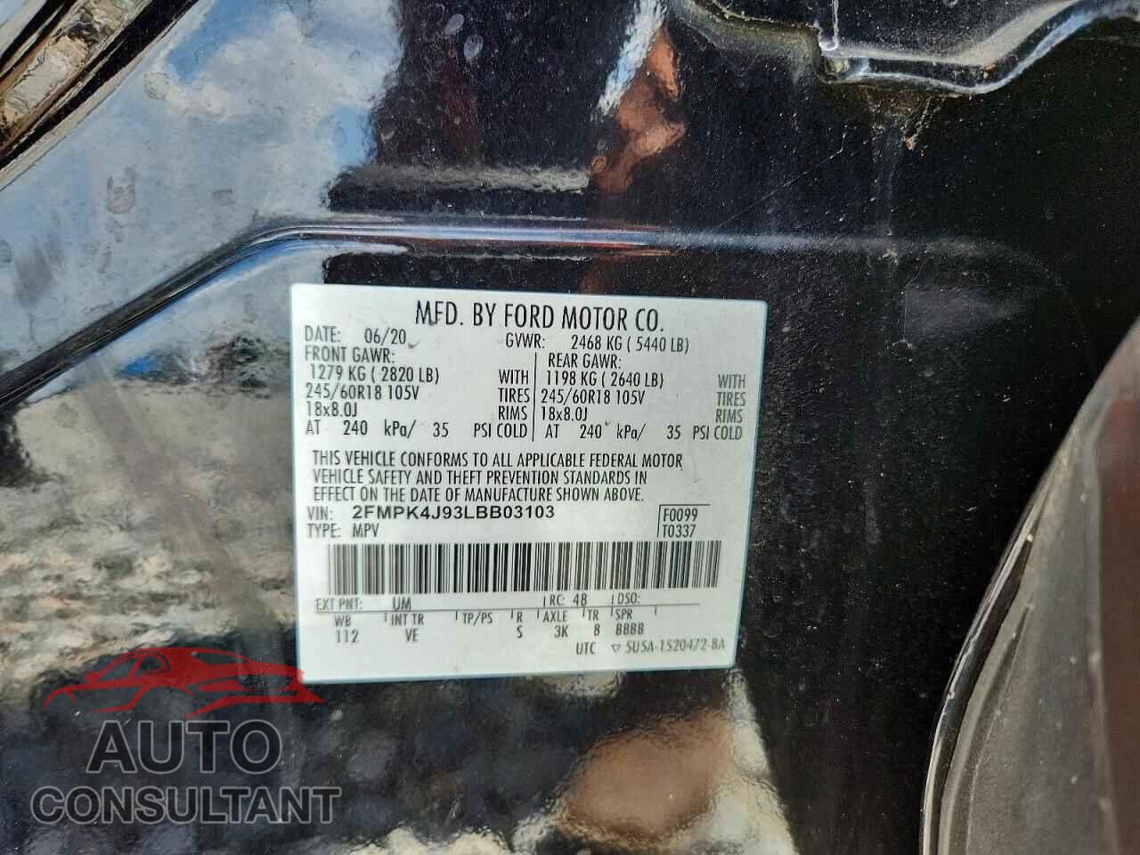 FORD EDGE 2020 - 2FMPK4J93LBB03103