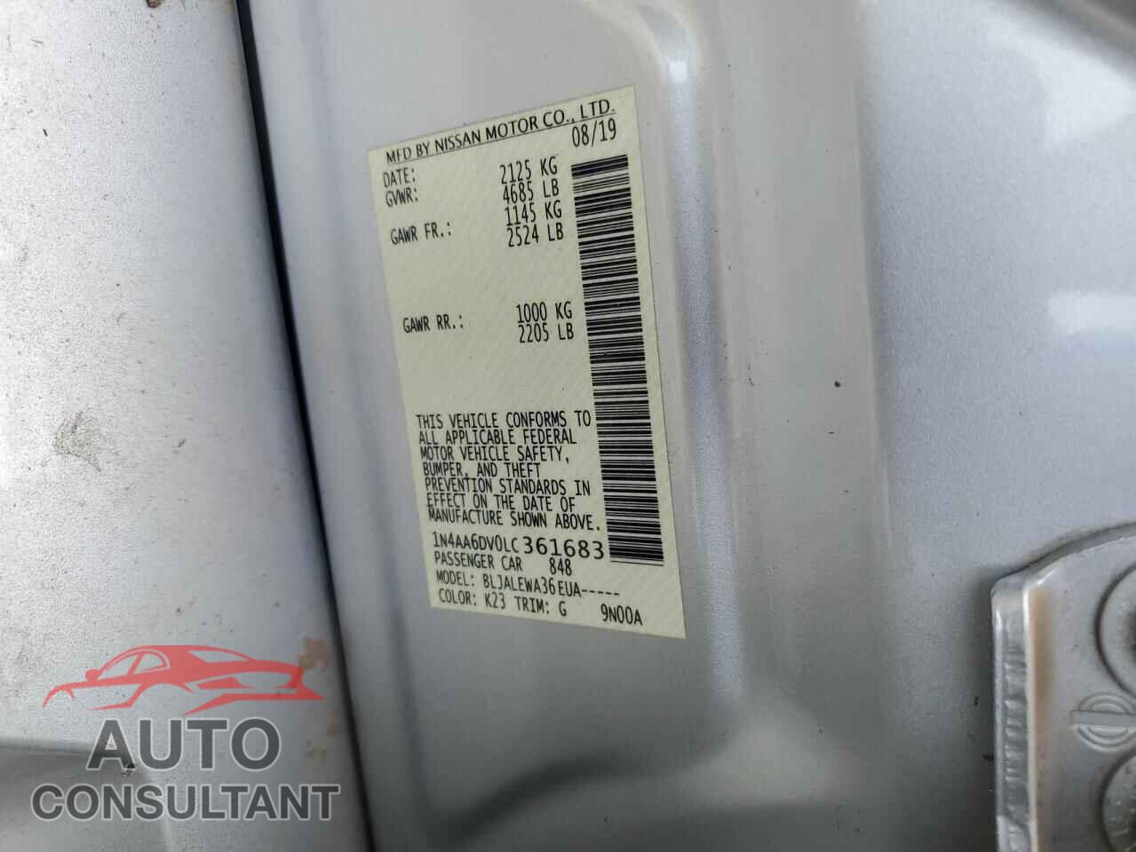 NISSAN MAXIMA 2020 - 1N4AA6DV0LC361683