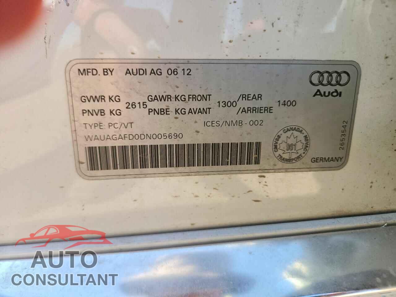 AUDI A8 2013 - WAUAGAFD0DN005690
